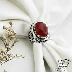خرید و قیمت انگشتر عقیق قرمز نقره ایتالیا کد 14110 | خرید انگشتر عقیق با نقره ایتالیایی در فروشگاه زیورآلات استرلینگ