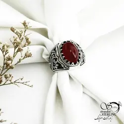 خرید و قیمت انگشتر نقره سنگ عقیق ساخت استاد حمزه کد 14103 | خرید انگشتر عقیق با نقره ایتالیایی در فروشگاه زیورآلات استرلینگ