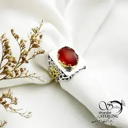 خرید و قیمت انگشتر عقیق یمن نقره 925 عیار کد 14192 | خرید انگشتر عقیق با نقره ایتالیایی در فروشگاه زیورآلات استرلینگ