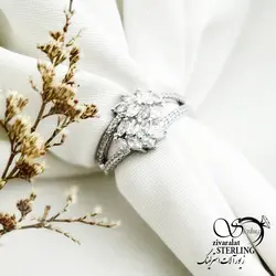 خرید و قیمت انگشتر جواهری نگین دار نقره 925 عیار کد 14188 | خرید انگشتر عقیق با نقره ایتالیایی در فروشگاه زیورآلات استرلینگ