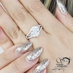 خرید و قیمت انگشتر جواهری نگین دار نقره 925 عیار کد 14188 | خرید انگشتر عقیق با نقره ایتالیایی در فروشگاه زیورآلات استرلینگ