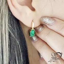 خرید و قیمت گوشواره حلقه ای آویز نگین دار برند ژوپینگ کد 14305 | خرید گوشواره میخی گوی درشت برند استیل در فروشگاه زیورآلات استرلینگ