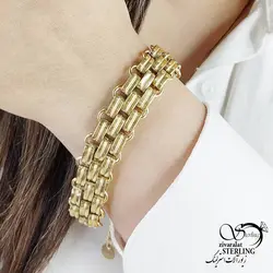 خرید و قیمت دستبند استیل طرح طلا کد 14279 | خرید دستبند مجلسی نگین دار در فروشگاه زیورآلات استرلینگ