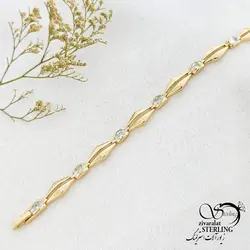 خرید و قیمت دستبند لوزی نگین دار طرح طلا مارک ژوپینگ کد 14365 | خرید دستبند مجلسی نگین دار در فروشگاه زیورآلات استرلینگ