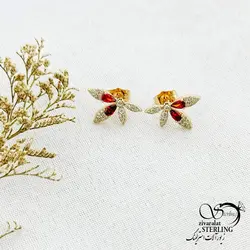 خرید و قیمت گوشواره ژوپینگ نگین قرمز طرح طلا کد 14327 | خرید گوشواره میخی گوی درشت برند استیل در فروشگاه زیورآلات استرلینگ