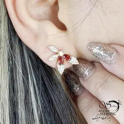 خرید و قیمت گوشواره ژوپینگ نگین قرمز طرح طلا کد 14327 | خرید گوشواره میخی گوی درشت برند استیل در فروشگاه زیورآلات استرلینگ