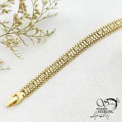 خرید و قیمت دستبند مجلسی ژوپینگ طرح طلا کد 14441 | خرید دستبند مجلسی نگین دار در فروشگاه زیورآلات استرلینگ