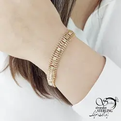 خرید و قیمت دستبند مجلسی ژوپینگ طرح طلا کد 14441 | خرید دستبند مجلسی نگین دار در فروشگاه زیورآلات استرلینگ