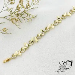 خرید و قیمت دستبند پروانه ای مارک ژوپینگ کد 14425 | خرید دستبند مجلسی نگین دار در فروشگاه زیورآلات استرلینگ