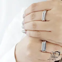 خرید و قیمت حلقه ست عیار925 نگین اتمی کد 14246 | خرید حلقه ست نقره چند بعدی با نقره 925 در فروشگاه زیورآلات استرلینگ