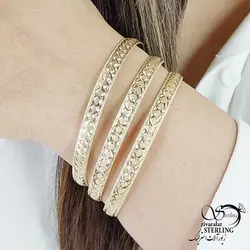 خرید و قیمت پک النگو طلارس 3 عددی مشابه طلا کد 14217 | خرید النگو طلاروس بچه گانه طرح شطرنجی در فروشگاه زیورآلات استرلینگ