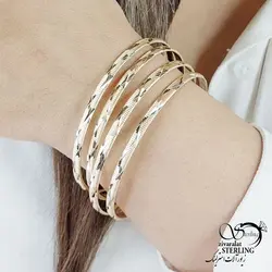 خرید و قیمت النگو برند طلاروس 3میل طرح طلا کد 14212 | خرید النگو طلاروس بچه گانه طرح شطرنجی در فروشگاه زیورآلات استرلینگ