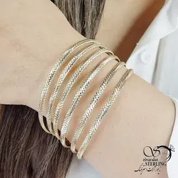 خرید و قیمت پک النگو 6عددی برند طلاروس 3میل کد 14207 | خرید النگو طلاروس بچه گانه طرح شطرنجی در فروشگاه زیورآلات استرلینگ