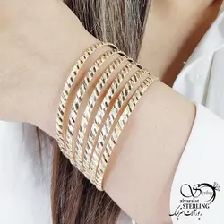 خرید و قیمت پک النگو 6عددی برند طلاروس طرح خطی کد 14205 | خرید النگو طلاروس بچه گانه طرح شطرنجی در فروشگاه زیورآلات استرلینگ