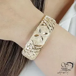 خرید و قیمت النگو (تک پوش) طلاروس 20میل کد 14220 | خرید النگو طلاروس بچه گانه طرح شطرنجی در فروشگاه زیورآلات استرلینگ