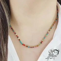 خرید و قیمت گردنبند نگین رنگی مارک استیل کد 14566 | خرید رولباسی ونکلیف برند استیل دو طرفه در فروشگاه زیورآلات استرلینگ
