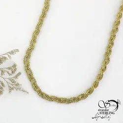 خرید و قیمت گردنبند استیل بافت طلایی کد 14564 | خرید رولباسی ونکلیف برند استیل دو طرفه در فروشگاه زیورآلات استرلینگ