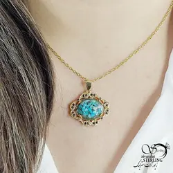 خرید و قیمت گردنبند طرح طلا طرح فیروزه کد 14634 | خرید رولباسی ونکلیف برند استیل دو طرفه در فروشگاه زیورآلات استرلینگ