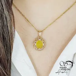 خرید و قیمت گردنبند طلاروس سنگ شرف الشمس کد 14677 | خرید رولباسی ونکلیف برند استیل دو طرفه در فروشگاه زیورآلات استرلینگ