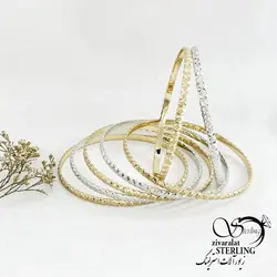 خرید و قیمت پک النگو 7عددی دورنگ برند طلاروس کد 14778 | خرید النگو طلاروس بچه گانه طرح شطرنجی در فروشگاه زیورآلات استرلینگ