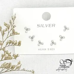 خرید و قیمت گوشواره گلبرگ سه تایی نقره ایتالیا کد 15020 | خرید گوشواره نقره با نگین اتمی عیار925 در فروشگاه زیورآلات استرلینگ