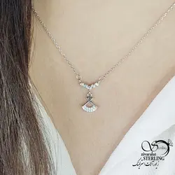 خرید و قیمت گردنبند نقره نگین اتمی طرح دار کد 14983 | خرید گردنبند استیل love با نگین اتمی در فروشگاه زیورآلات استرلینگ