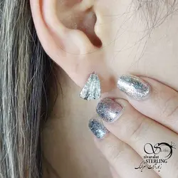 خرید و قیمت گوشواره نقره عیار925 سه لاین کد 14971 | خرید گوشواره نقره با نگین اتمی عیار925 در فروشگاه زیورآلات استرلینگ