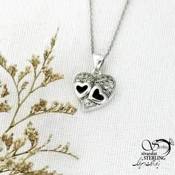 خرید و قیمت گردنبند نقره قلب ساخت ایتالیا کد 15097 | خرید گردنبند استیل love با نگین اتمی در فروشگاه زیورآلات استرلینگ