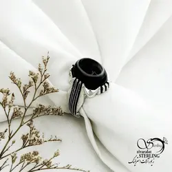 خرید و قیمت انگشتر سنگ باباقوری نقره ایتالیا کد 15134 | خرید انگشتر عقیق با نقره ایتالیایی در فروشگاه زیورآلات استرلینگ