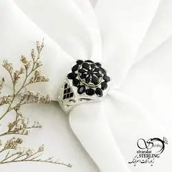 خرید و قیمت انگشتر کله برنجی نقره ایتالیا با یاقوت کبود کد 15118 | خرید انگشتر عقیق با نقره ایتالیایی در فروشگاه زیورآلات استرلینگ