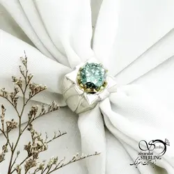 خرید و قیمت انگشتر نقره سنگ موزانایت نقره ایتالیا کد 15186 | خرید انگشتر عقیق با نقره ایتالیایی در فروشگاه زیورآلات استرلینگ