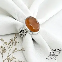 خرید و قیمت انگشتر عقیق یمن تراش دار رکاب صفوی کد 15236 | خرید انگشتر عقیق با نقره ایتالیایی در فروشگاه زیورآلات استرلینگ