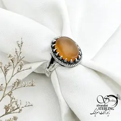 خرید و قیمت انگشتر نقره عقیق یمن رکاب صفوی کد 15210 | خرید انگشتر عقیق با نقره ایتالیایی در فروشگاه زیورآلات استرلینگ