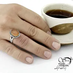 خرید و قیمت انگشتر نقره عقیق یمن رکاب صفوی کد 15210 | خرید انگشتر عقیق با نقره ایتالیایی در فروشگاه زیورآلات استرلینگ