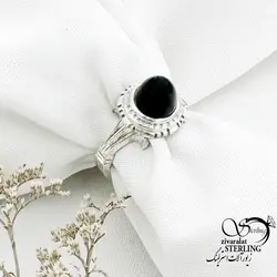 خرید و قیمت انگشتر عقیق مشکی کله قندی نقره کد 15208 | خرید انگشتر عقیق با نقره ایتالیایی در فروشگاه زیورآلات استرلینگ