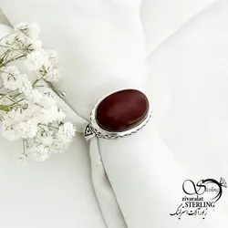 خرید و قیمت انگشتر عقیق سرخ نقره ایتالیا کد 15284 | خرید انگشتر عقیق با نقره ایتالیایی در فروشگاه زیورآلات استرلینگ