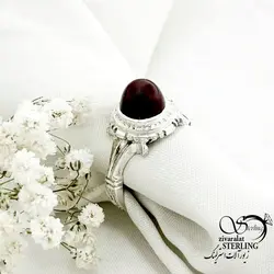 خرید و قیمت انگشتر نقره سنگ عقیق کله قندی کد 15278 | خرید انگشتر عقیق با نقره ایتالیایی در فروشگاه زیورآلات استرلینگ