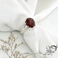 خرید و قیمت انگشتر عقیق با رکاب دست ساز نقره 925عیار کد 15247 | خرید انگشتر عقیق با نقره ایتالیایی در فروشگاه زیورآلات استرلینگ