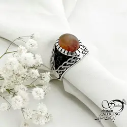 خرید و قیمت انگشتر نقره ایتالیا سنگ عقیق یمن کد 15267 | خرید انگشتر عقیق با نقره ایتالیایی در فروشگاه زیورآلات استرلینگ