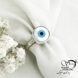 خرید و قیمت انگشتر نقره چشم نظر عیار 925 کد 15354 | خرید انگشتر عقیق با نقره ایتالیایی در فروشگاه زیورآلات استرلینگ