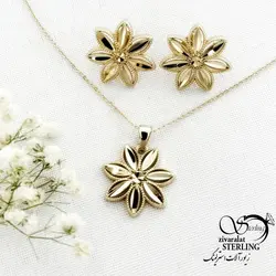 خرید و قیمت نیمست برند ژوپینگ طرح گل کد 15403 | خرید سرویس مجلسی مشابه طلا در فروشگاه زیورآلات استرلینگ