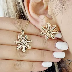 خرید و قیمت نیمست برند ژوپینگ طرح گل کد 15403 | خرید سرویس مجلسی مشابه طلا در فروشگاه زیورآلات استرلینگ