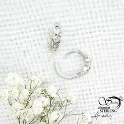 خرید و قیمت گوشواره نقره 925 عیار نگین سه تایی کد 15447 | خرید گوشواره نقره با نگین اتمی عیار925 در فروشگاه زیورآلات استرلینگ