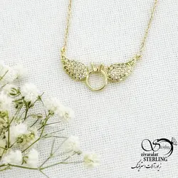 خرید و قیمت گردنبند جواهری بال فرشته طرح طلا کد 15416 | خرید رولباسی ونکلیف برند استیل دو طرفه در فروشگاه زیورآلات استرلینگ