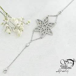 خرید و قیمت دستبند نقره جواهری طرح گل کد 15495 | خرید دستبند نقره925 با سنگ زمرد در فروشگاه زیورآلات استرلینگ