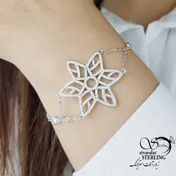 خرید و قیمت دستبند نقره جواهری طرح گل کد 15495 | خرید دستبند نقره925 با سنگ زمرد در فروشگاه زیورآلات استرلینگ