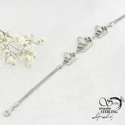 خرید و قیمت دستبند نقره 925 عیار طرح تاج کد 15492 | خرید دستبند نقره925 با سنگ زمرد در فروشگاه زیورآلات استرلینگ