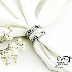 خرید و قیمت حلقه پشت حلقه جواهری نقره ایتالیا کد 15484 | خرید انگشتر عقیق با نقره ایتالیایی در فروشگاه زیورآلات استرلینگ