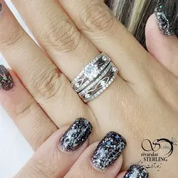 خرید و قیمت حلقه پشت حلقه جواهری نقره ایتالیا کد 15484 | خرید انگشتر عقیق با نقره ایتالیایی در فروشگاه زیورآلات استرلینگ