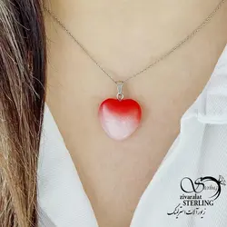 خرید و قیمت گردنبند قلب قرمز سفید استیل کد 15477 | خرید رولباسی ونکلیف برند استیل دو طرفه در فروشگاه زیورآلات استرلینگ
